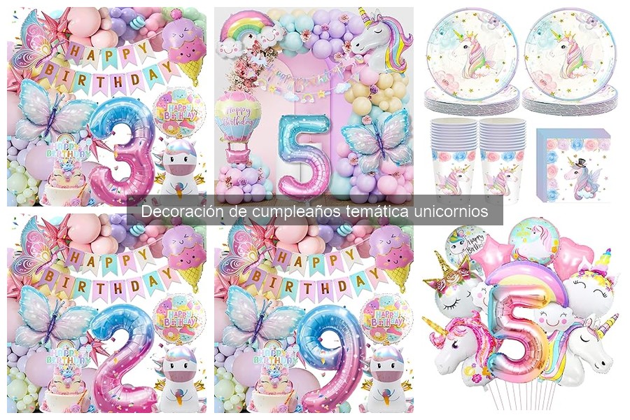 Comparativa de Decoración de Cumpleaños Temática Unicornios