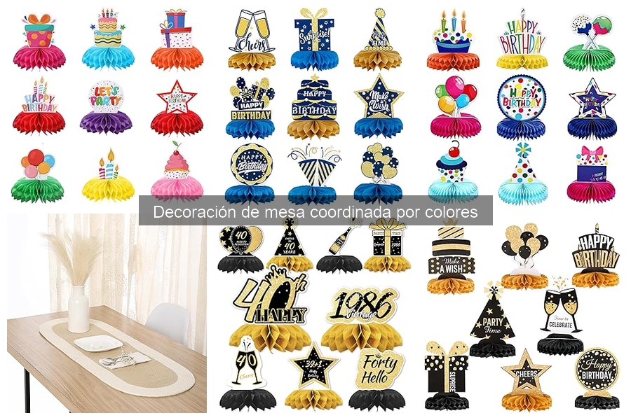 Comparativa de Decoración de Mesa por Color para Fiestas