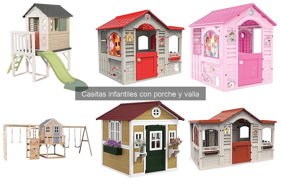 Diseño y estilos de casitas infantiles con porche y valla