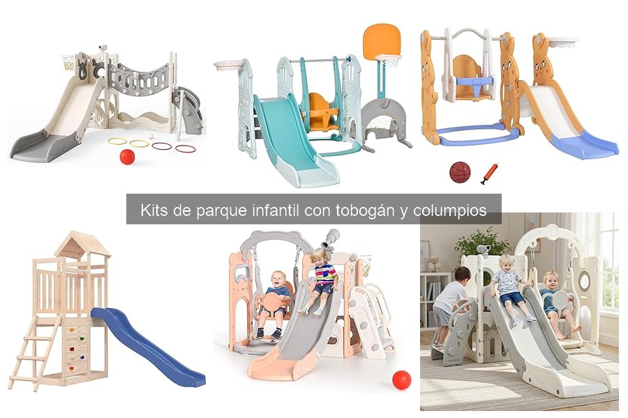 Mejores kits de parque infantil con tobogán y columpios para niños