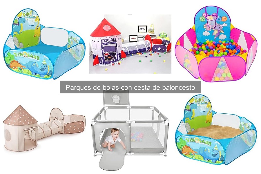 Requisitos de espacio para un parque de bolas con cesta de baloncesto