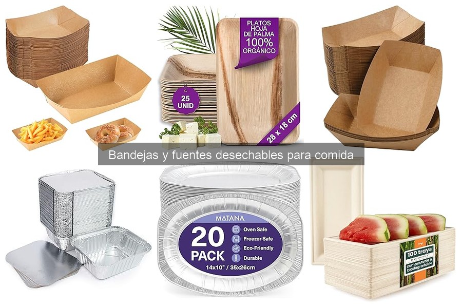 Tipos de bandejas y fuentes desechables para comida
