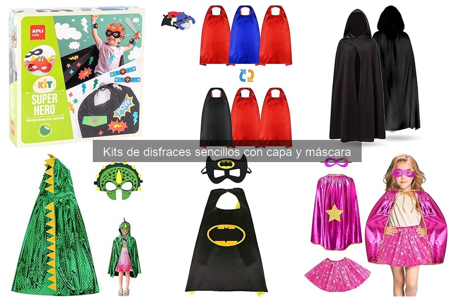 Tipos de personajes en kits de disfraces con capa y máscara